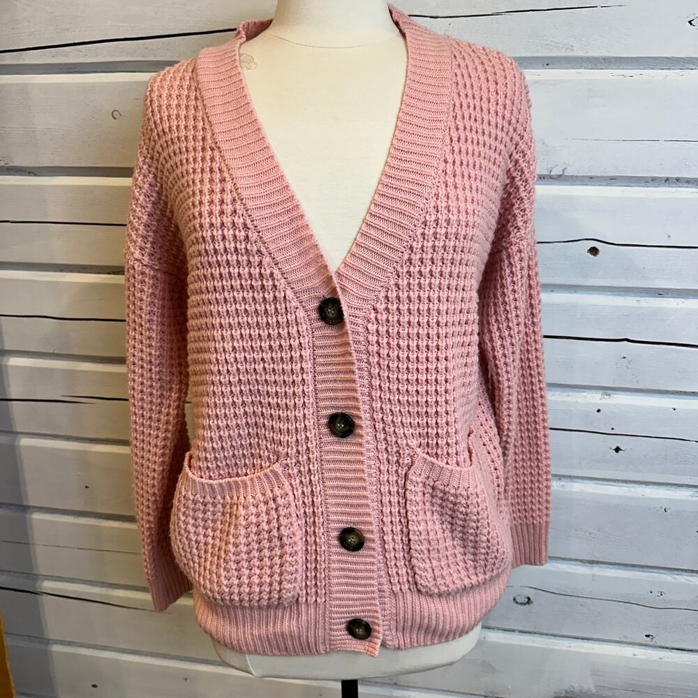 Zenana Premium Chunky Knit Cardigan Women’s M Pink NWOT